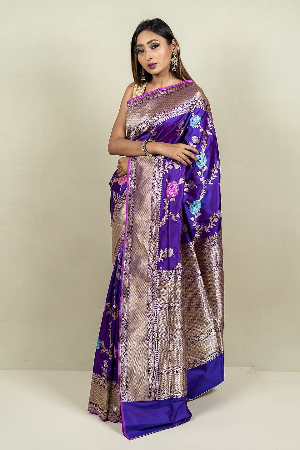 Purple Katan Silk Festive Saree