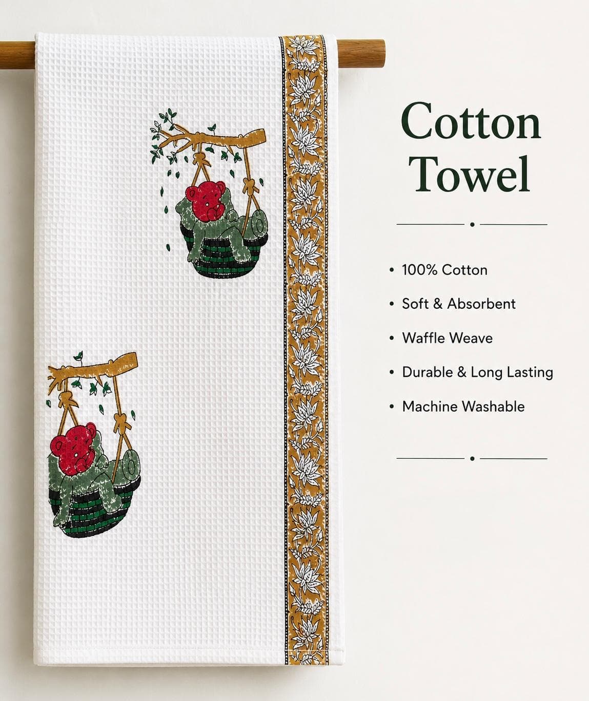 Teddy Swing Waffle Cotton Towel