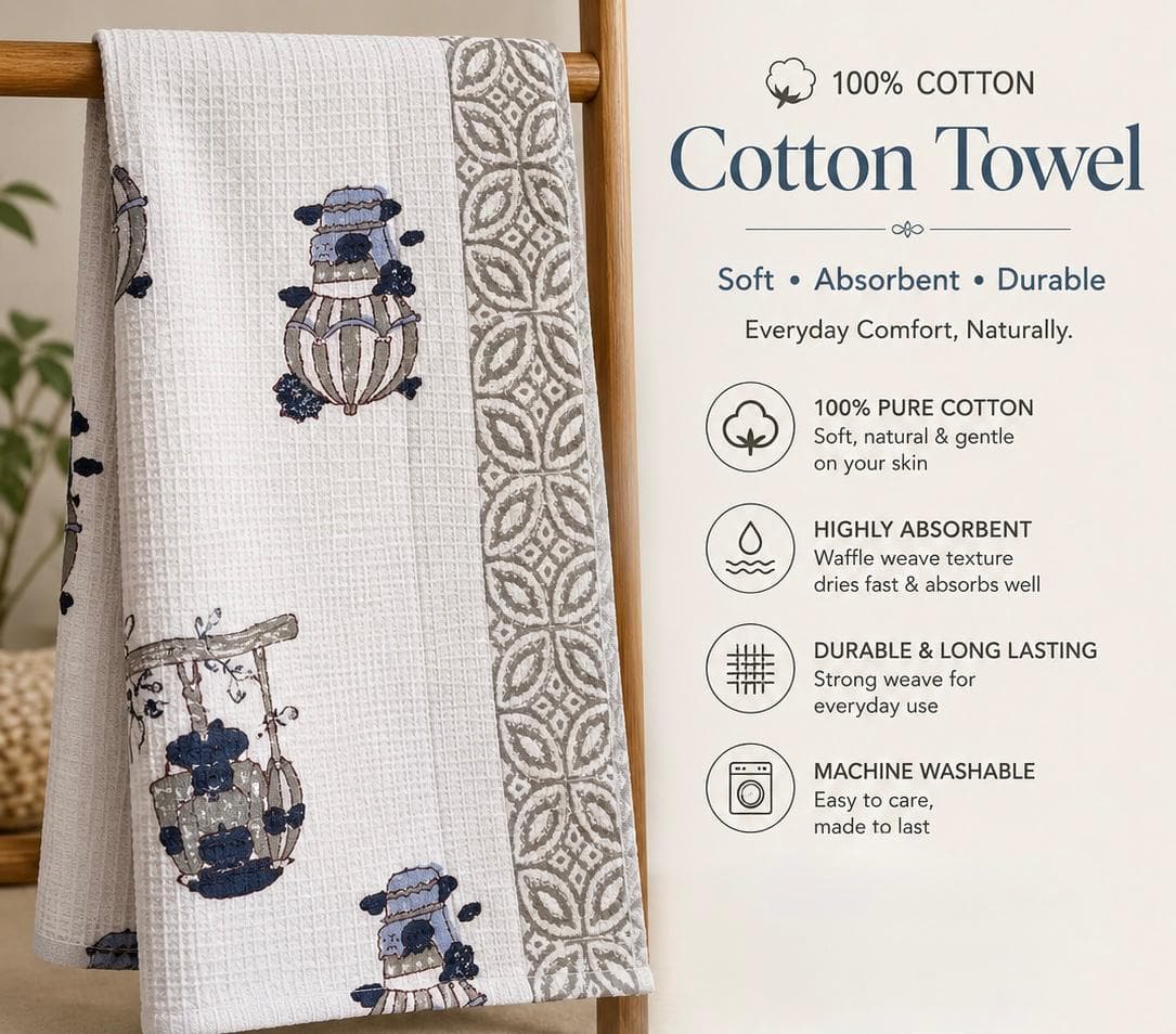 Hot Air Balloon Waffle Cotton Towel