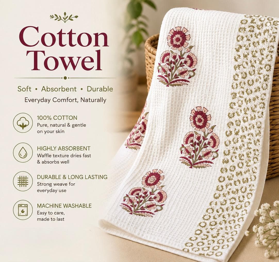 Carnation Boota Waffle Cotton Towel