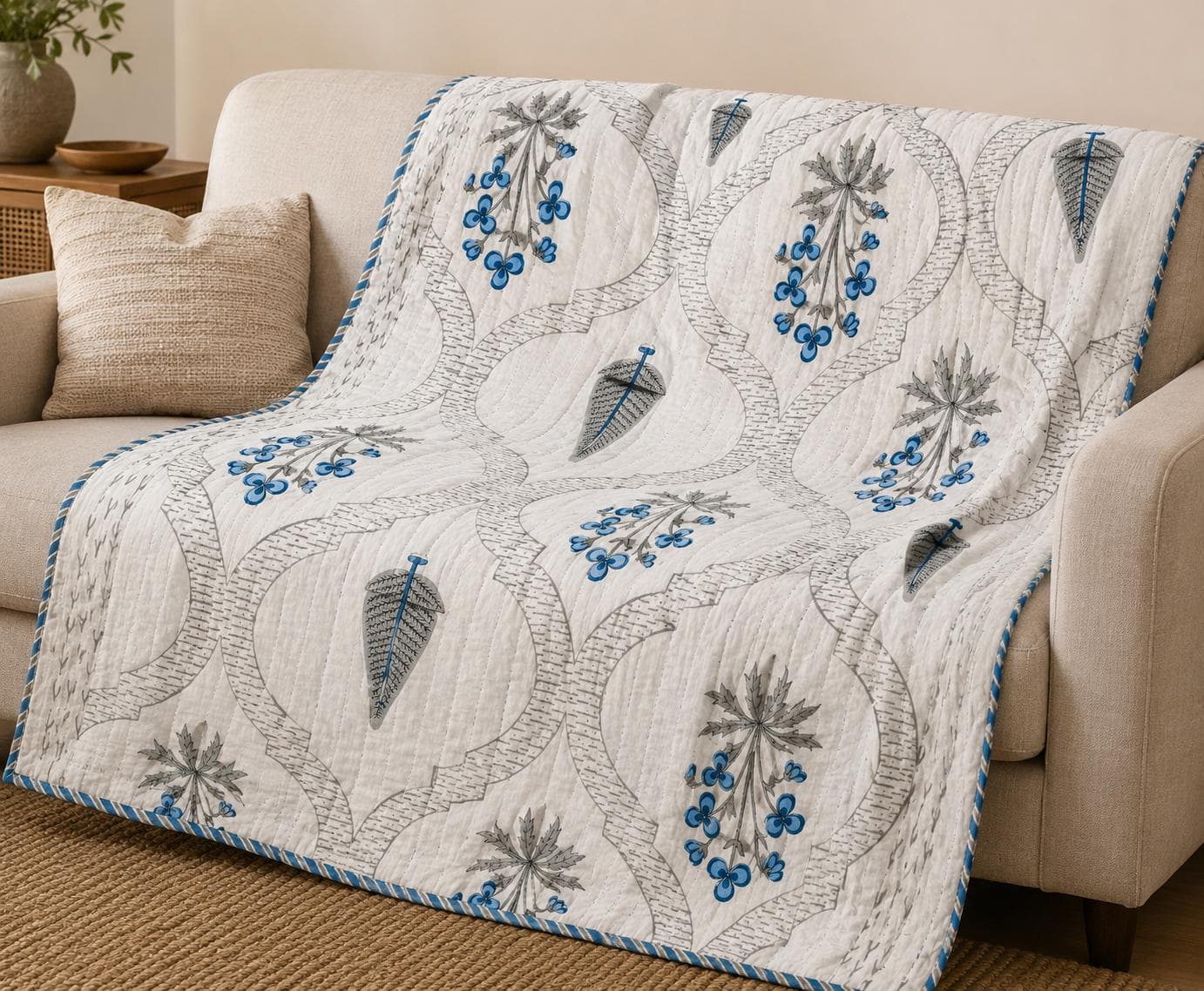 Bluebell Ogee Quilted Throw