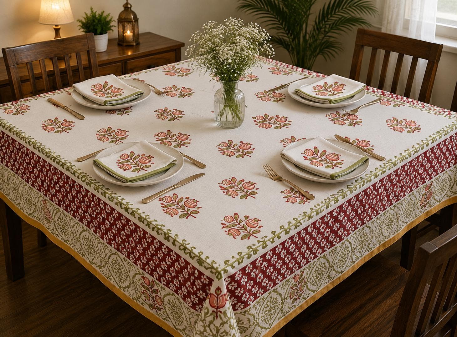 Tulip Boota Table Cover Set
